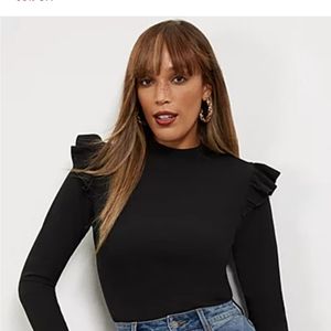 Black ruffle sleeve blouse.